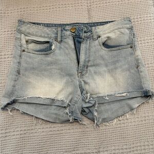 American Eagle Outfitters Light Blue Frayed Denim Shorts - Women